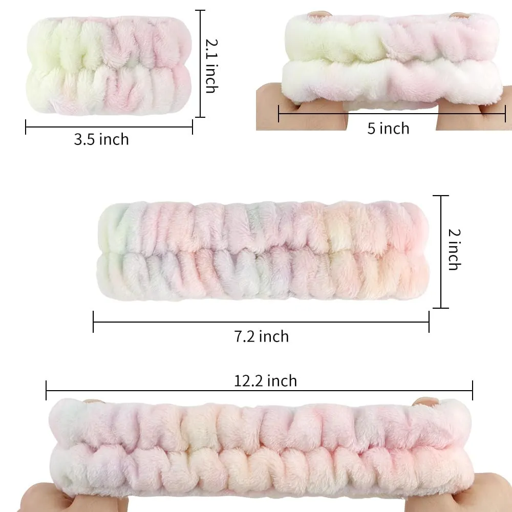 AHONEY Skincare for Teens Kids Headband Wrist Cuffs for Washing Face Wash Headbands for Girls Wome, Cute Fuzzy Tie-dye Spa Headband and Wristband Set Sleepover Accessories Teen Stuff