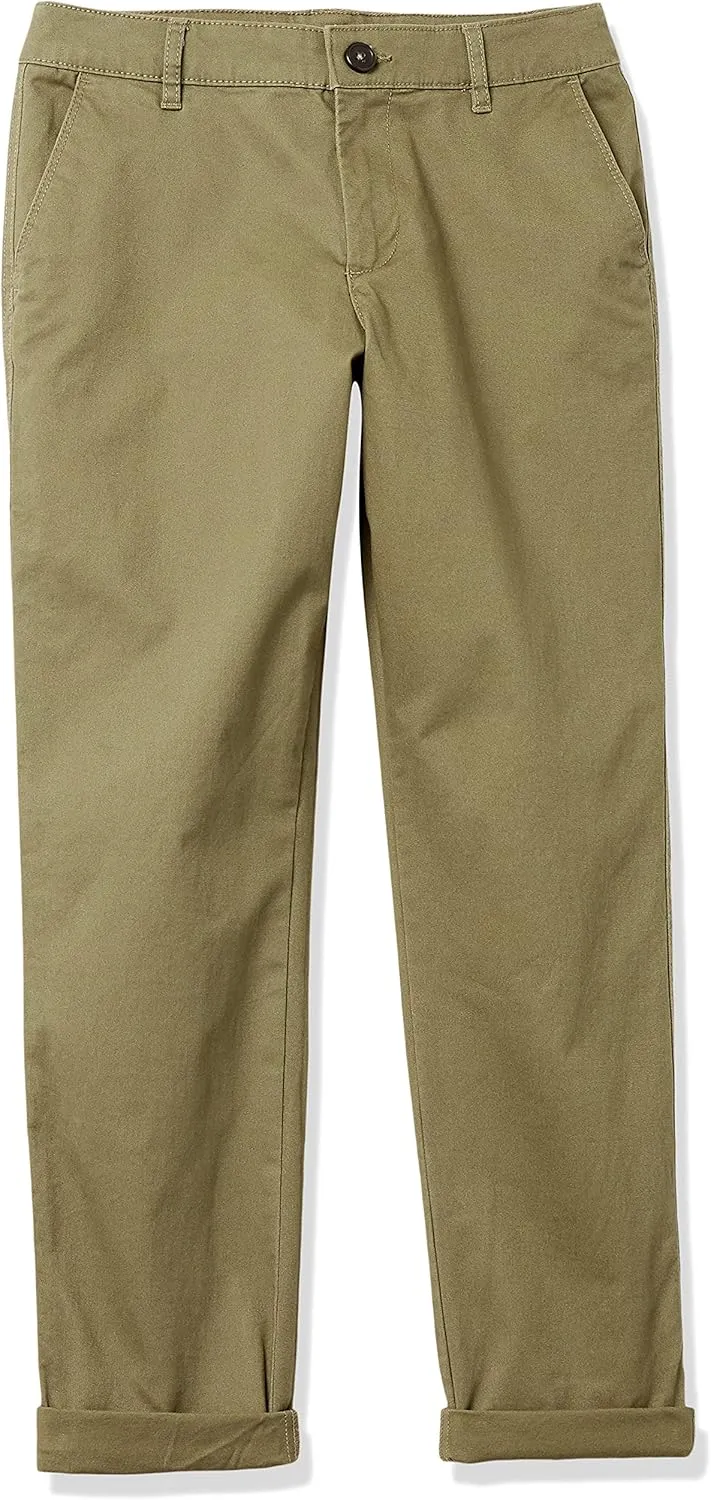 Amazon Essentials Women's Mid-Rise Slim-Fit Stretchy Cropped Tapered Leg Khaki Dress Pants (Available in Plus Size)
