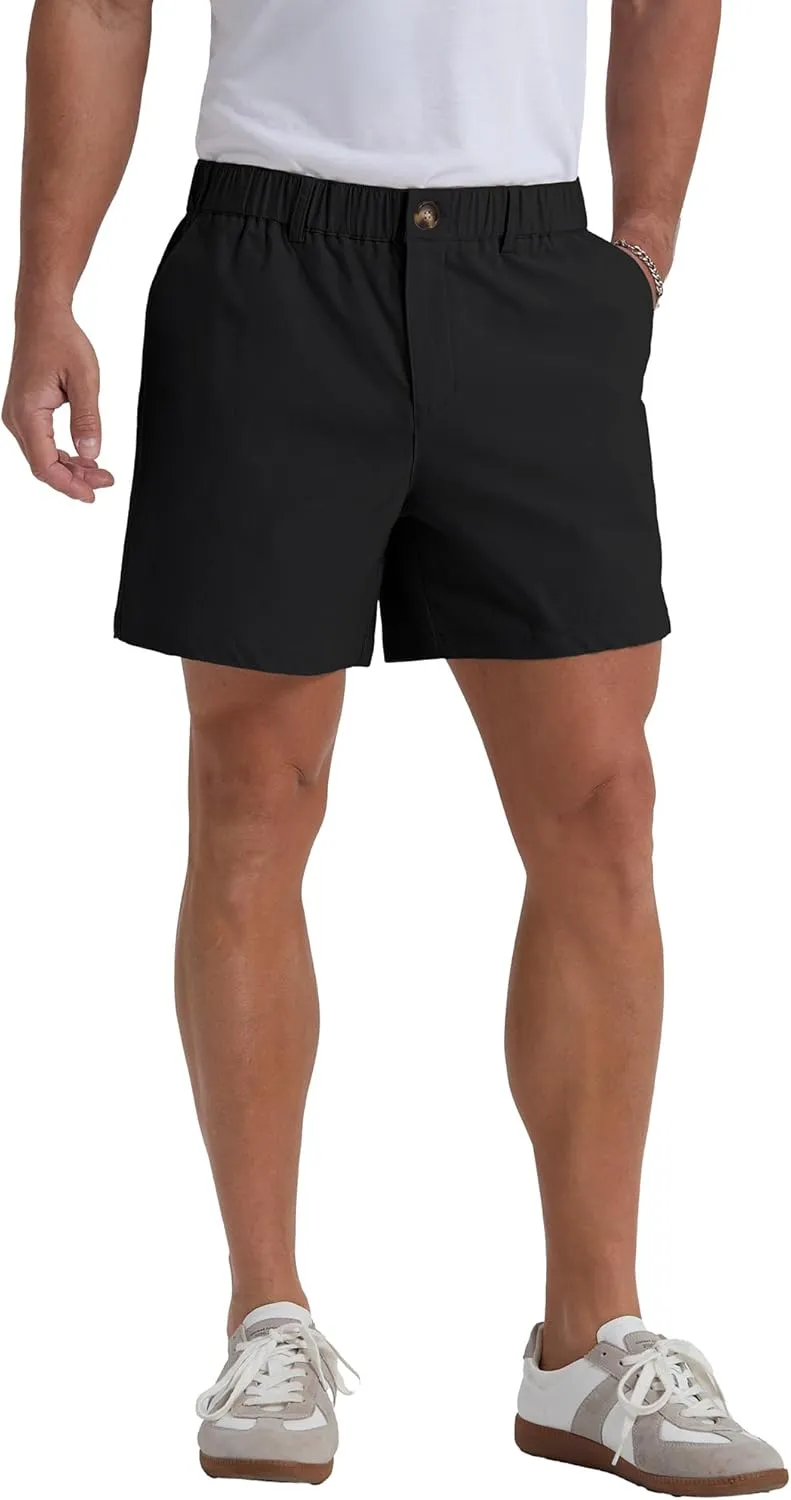 Askdeer Men's 5.5" Shorts Classic-fit Casual Elastic Waistband Shorts Summer Walking, Office, Daily Wear with Multi-Pockets