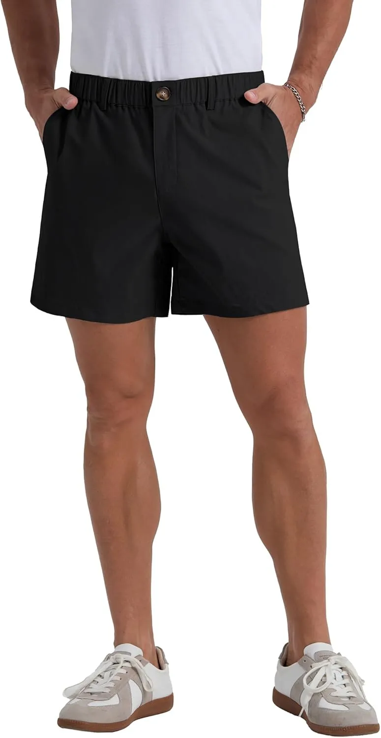Askdeer Men's 5.5" Shorts Classic-fit Casual Elastic Waistband Shorts Summer Walking, Office, Daily Wear with Multi-Pockets