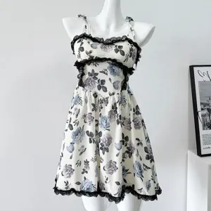 Blue Rose Wish     Goth  Dress Dark Academia Mermaidcore Kawaii Academia Y2K Cottagecore Coquette Fairycore Dollette Princesscore