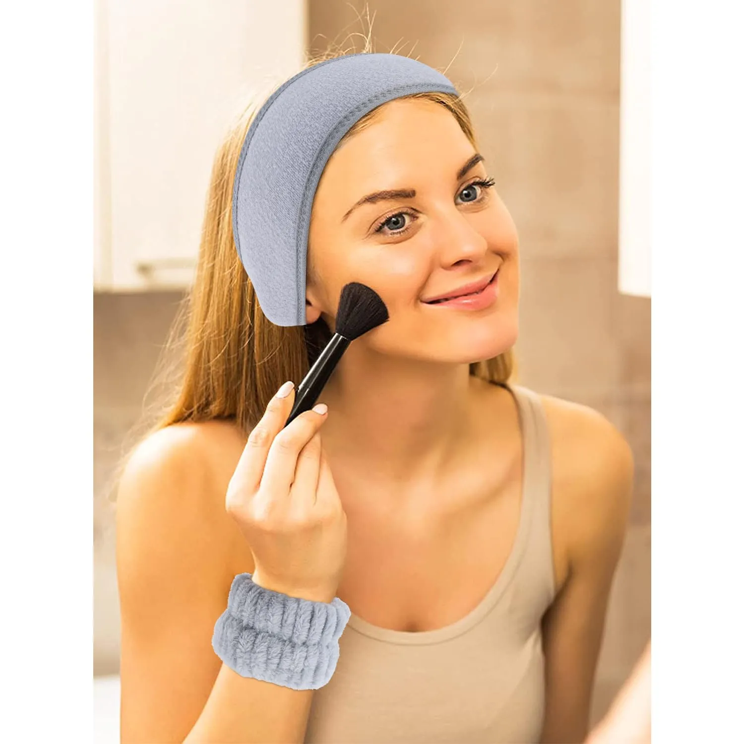 Chanaco Spa 12Pcs Facial Headband and Wristband Set - Terry Cloth Head Wrap for Face Wash, Makeup Removal, Skincare, Shower, Bath, Sport