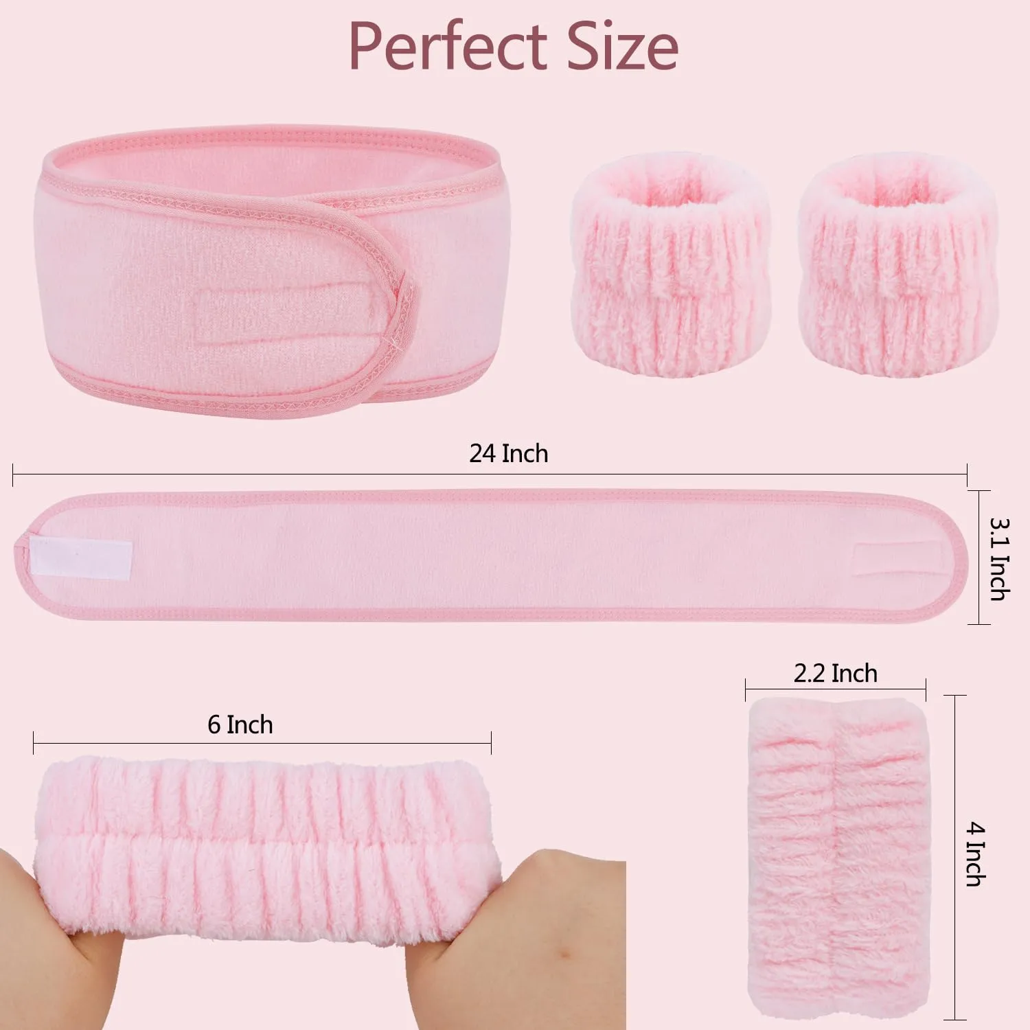 Chanaco Spa 12Pcs Facial Headband and Wristband Set - Terry Cloth Head Wrap for Face Wash, Makeup Removal, Skincare, Shower, Bath, Sport