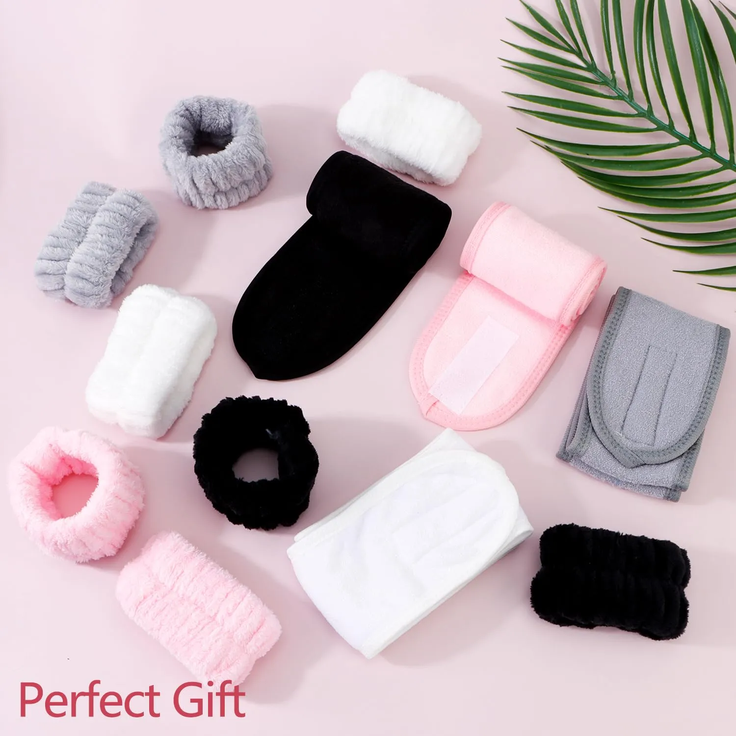 Chanaco Spa 12Pcs Facial Headband and Wristband Set - Terry Cloth Head Wrap for Face Wash, Makeup Removal, Skincare, Shower, Bath, Sport