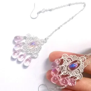 Chandelier of Rosewater      Earrings Kawaii Academia Y2K Cottagecore Coquette Fairycore Dollette Princesscore