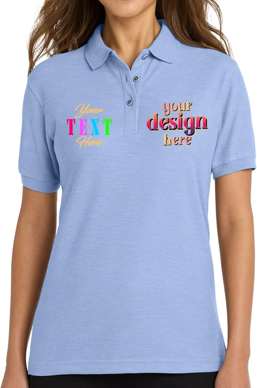 Custom Polo Shirts for Women Personalized Work or Golf Polo, Sweat - Absorbing Fabric, Slim Fit Design - L500