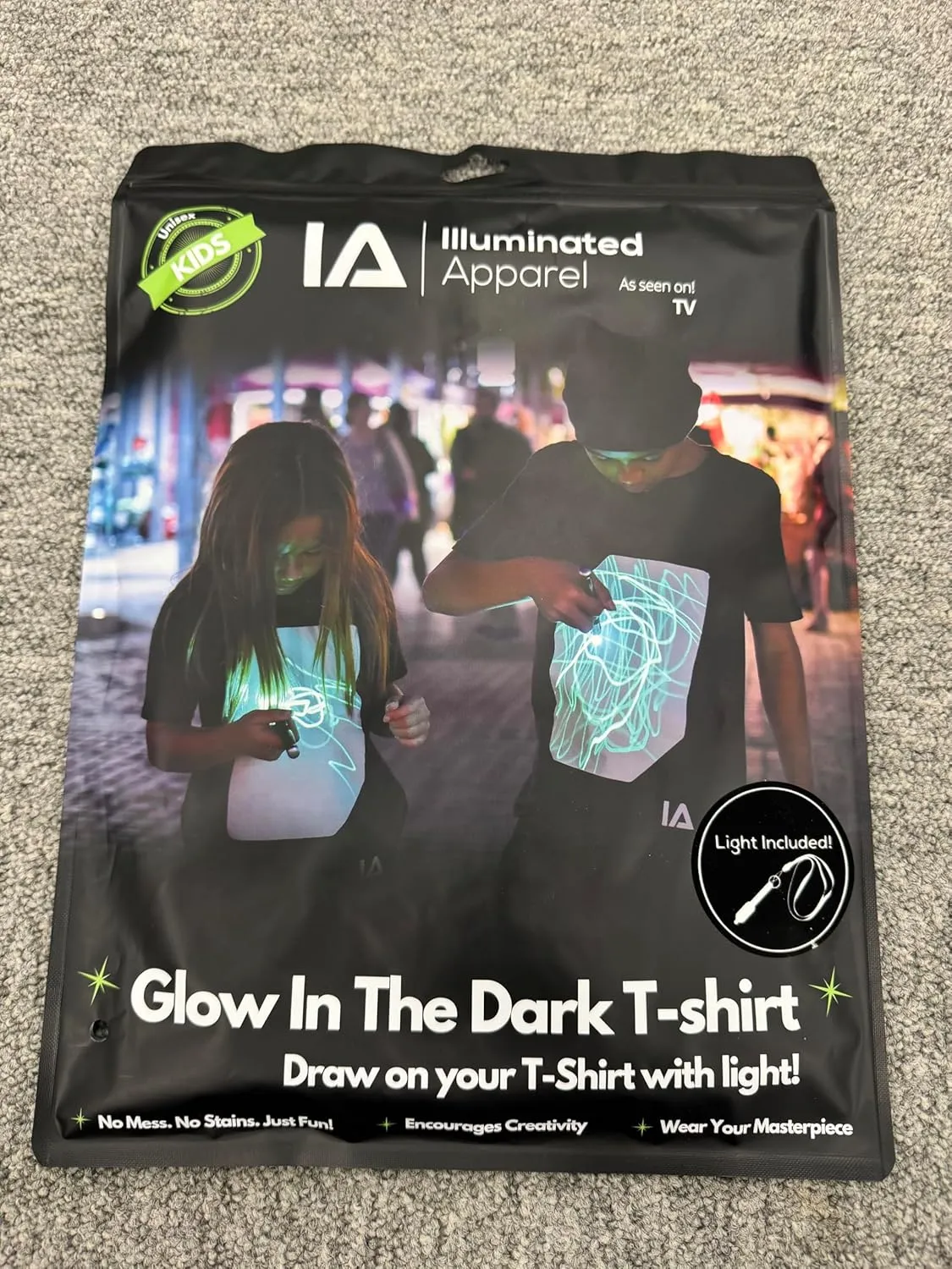 Illuminated Apparel Original Interactive Glow in The Dark T-Shirt - Fun for Birthday Parties & Festivals