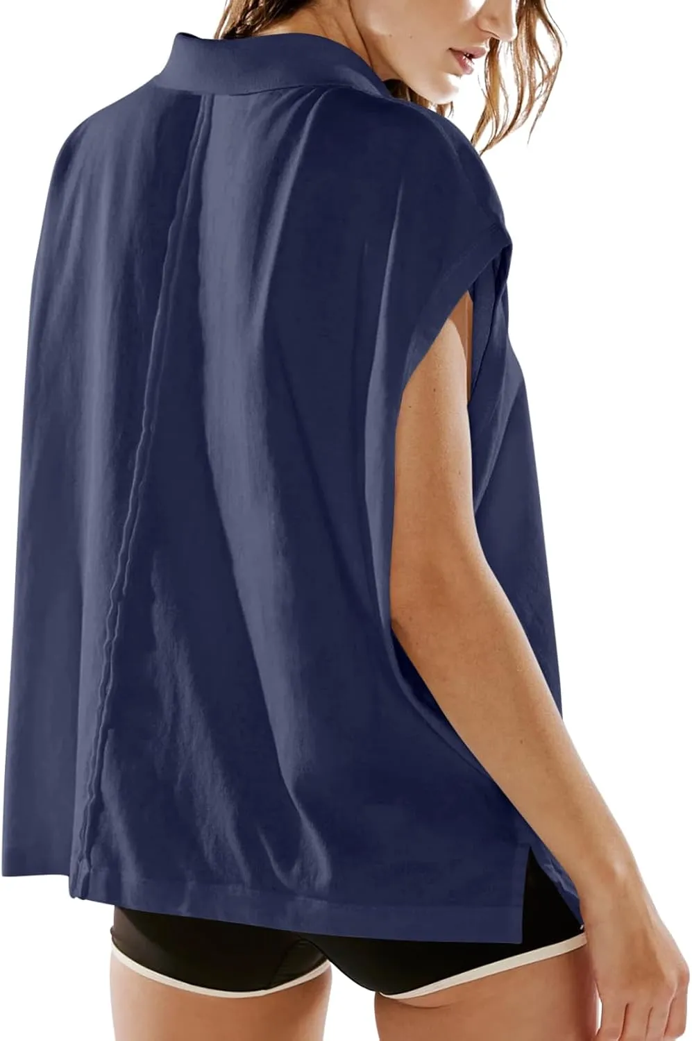 LASLULU Women's Polo Shirts Short Sleeve Oversized T Shirts Summer Casual Work Workout Gym Hiking Tops