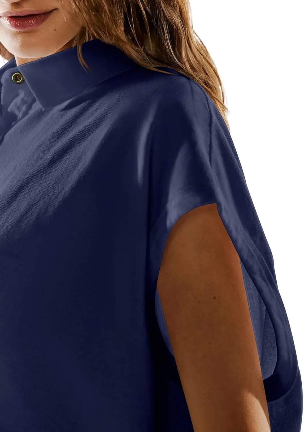 LASLULU Women's Polo Shirts Short Sleeve Oversized T Shirts Summer Casual Work Workout Gym Hiking Tops