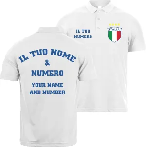lepni.me Mens Italy Football Polo Shirt with Name and Number, Italian Flag Badge Custom Jersey, European Championship 2024