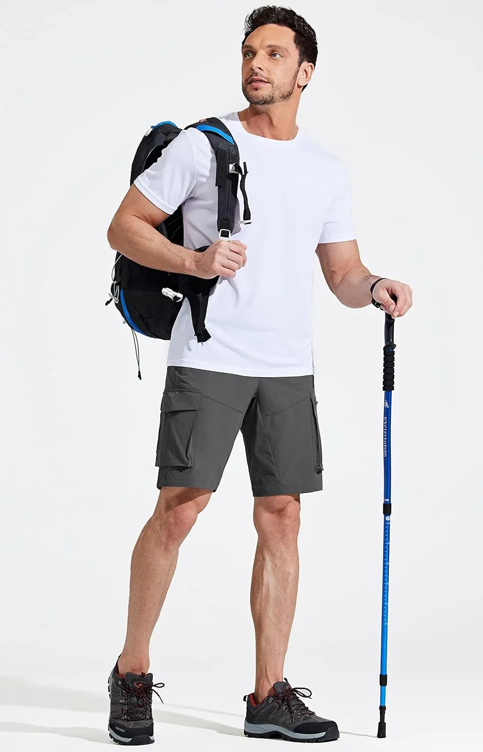 Libin Men's Quick Dry Golf 10" Shorts, Lightweight Hiking Stretch Gear, Travel Fishing Casual Tactical Pockets Shorts