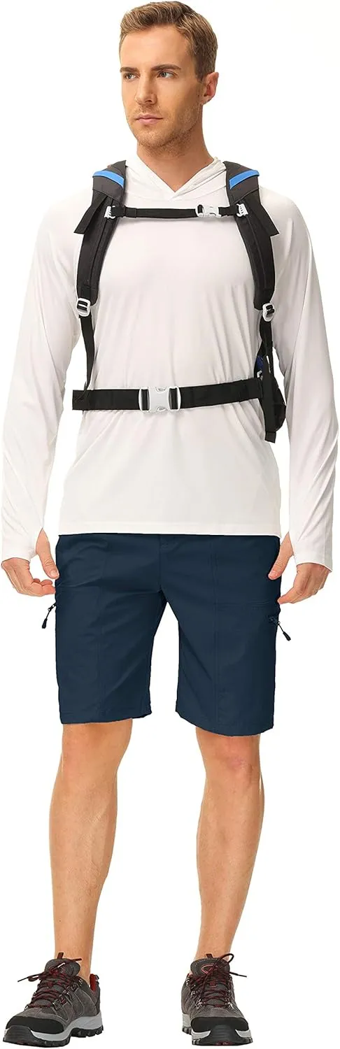 Libin Men's Quick Dry Golf 10" Shorts, Lightweight Hiking Stretch Gear, Travel Fishing Casual Tactical Pockets Shorts