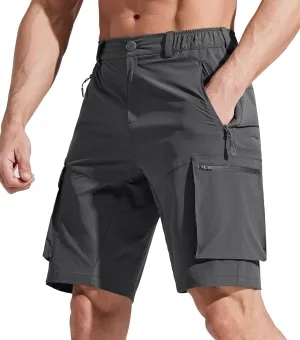 Libin Men's Quick Dry Golf 10" Shorts, Lightweight Hiking Stretch Gear, Travel Fishing Casual Tactical Pockets Shorts