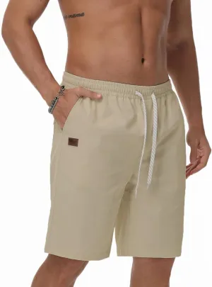 Mens Casual Shorts Summer Drawstring Twill Chino Short Golf Vacation Jogger Elastic Waist Short with 4 Pockets
