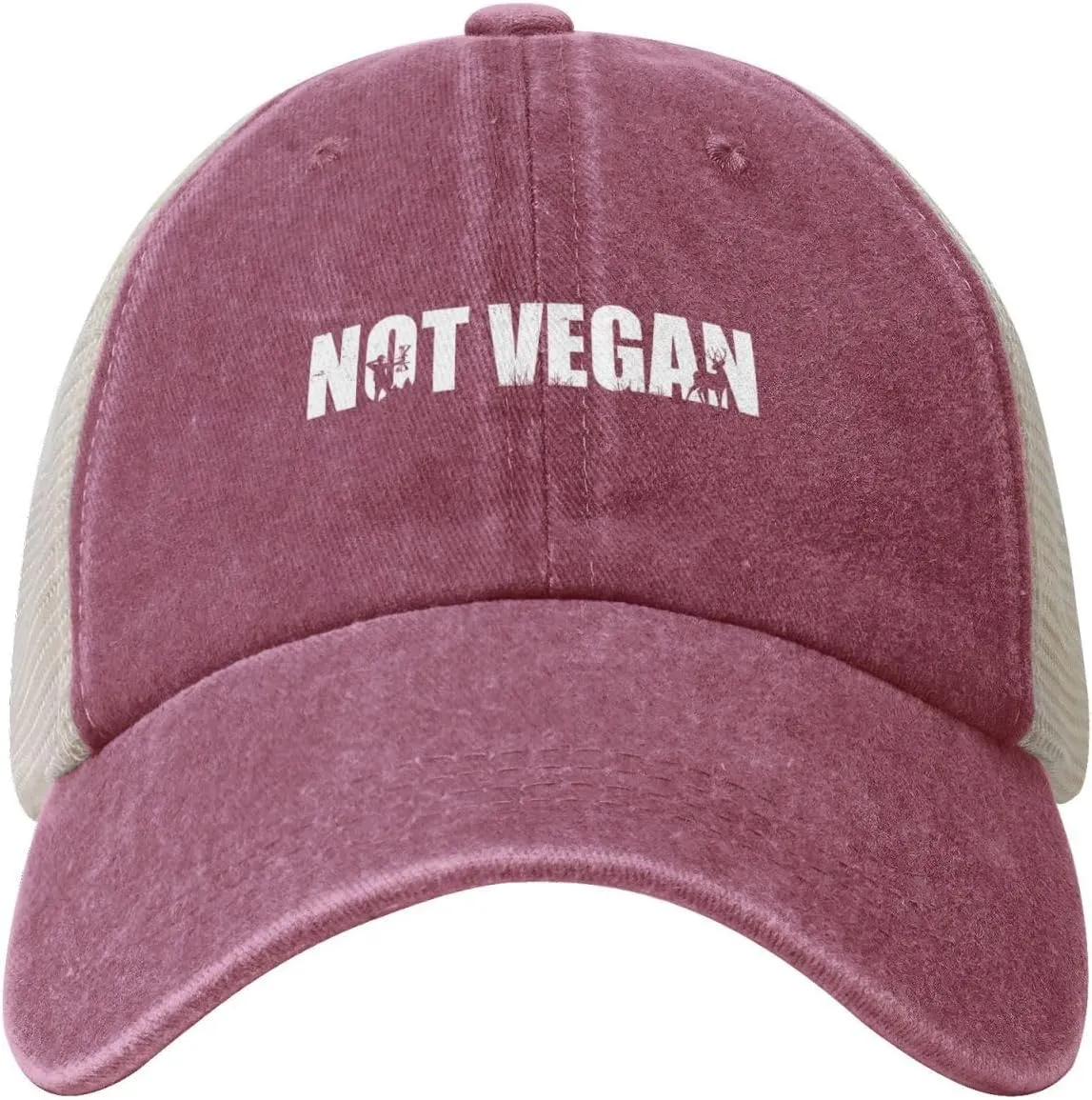 Not Vegan Hat Vintage Mesh Baseball Cap Retro Denim Trucker Dad Hat