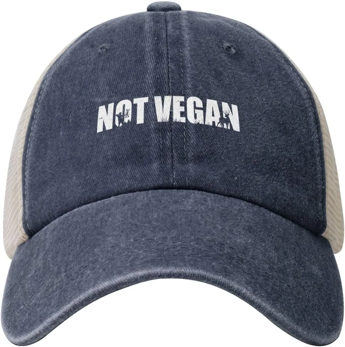Not Vegan Hat Vintage Mesh Baseball Cap Retro Denim Trucker Dad Hat