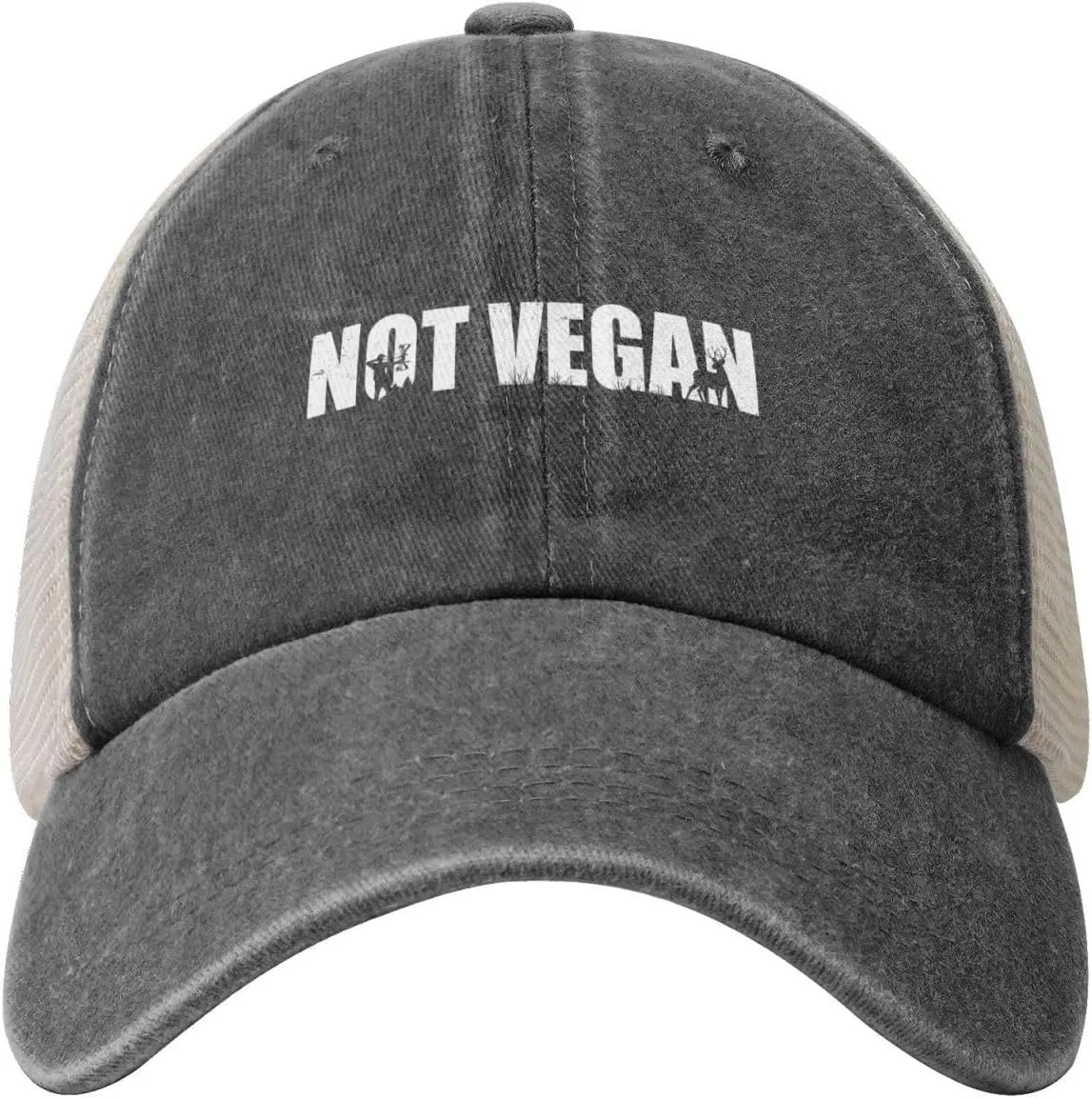 Not Vegan Hat Vintage Mesh Baseball Cap Retro Denim Trucker Dad Hat