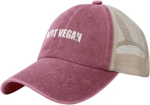 Not Vegan Hat Vintage Mesh Baseball Cap Retro Denim Trucker Dad Hat