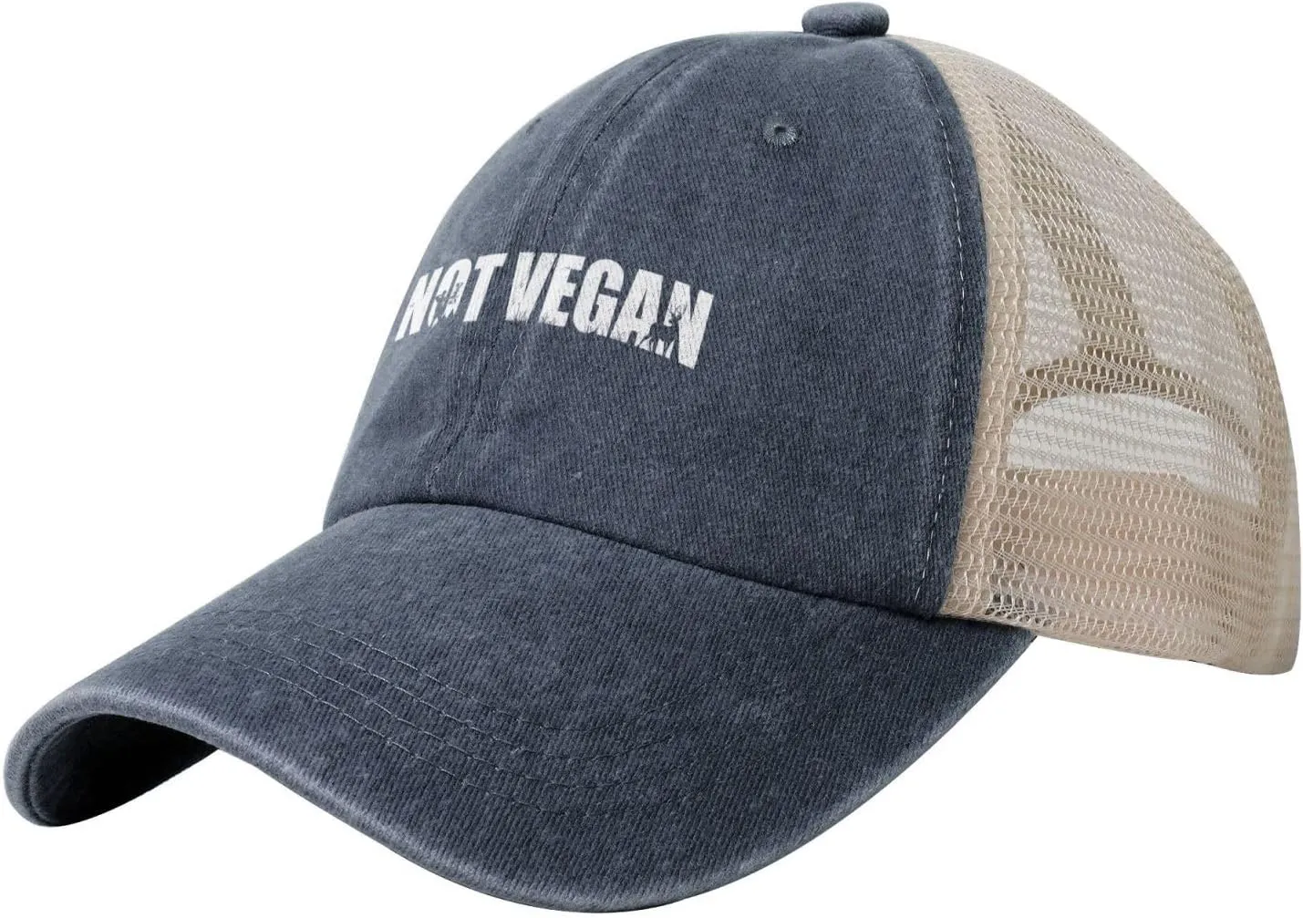 Not Vegan Hat Vintage Mesh Baseball Cap Retro Denim Trucker Dad Hat
