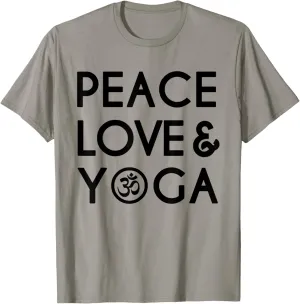 Peace Love and Yoga Om Symbol Yogi Yoga Quote T-Shirt
