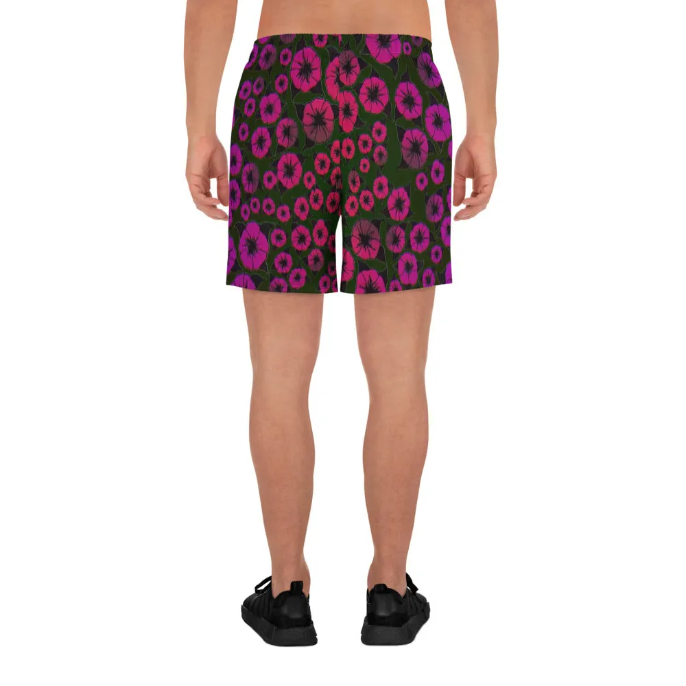 Red Roses Men's Athletic Long Shorts