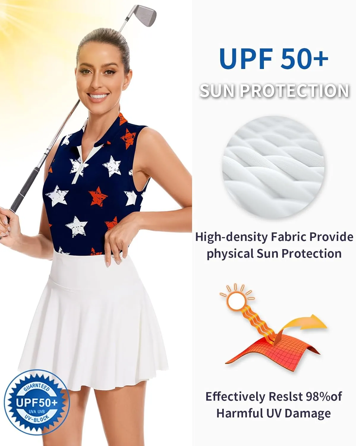Soneven Women's Sleeveless Golf Shirts V Neck Button Golf Tank Tops Quick Dry Tennis Tops Pickleball Shirts