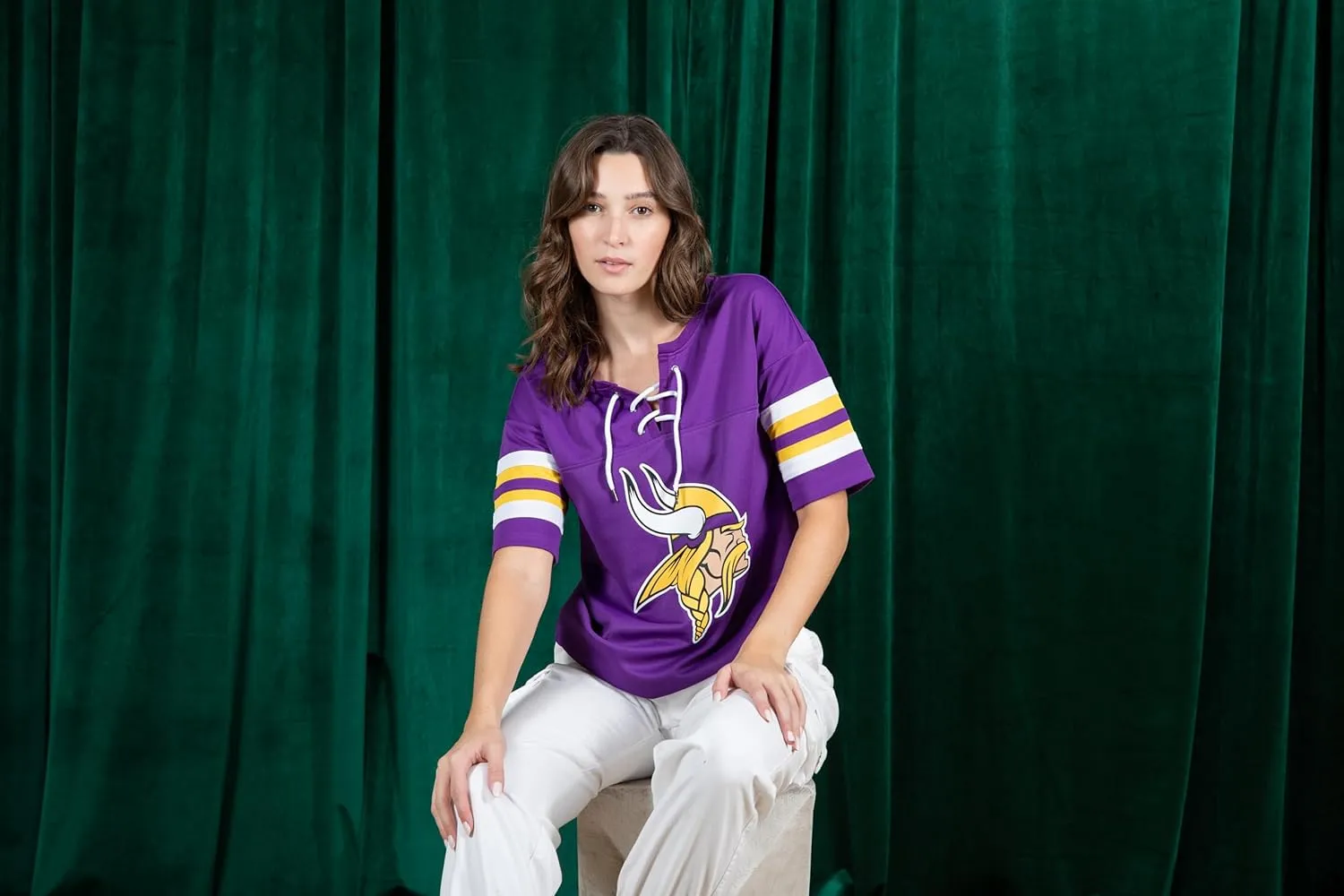 Ultra Game Women's NFL Lace Up Tee Shirt Penalty Box