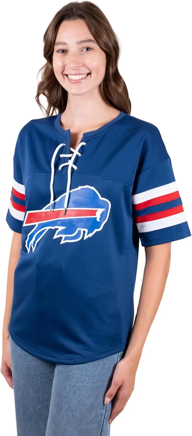 Ultra Game Women's NFL Lace Up Tee Shirt Penalty Box