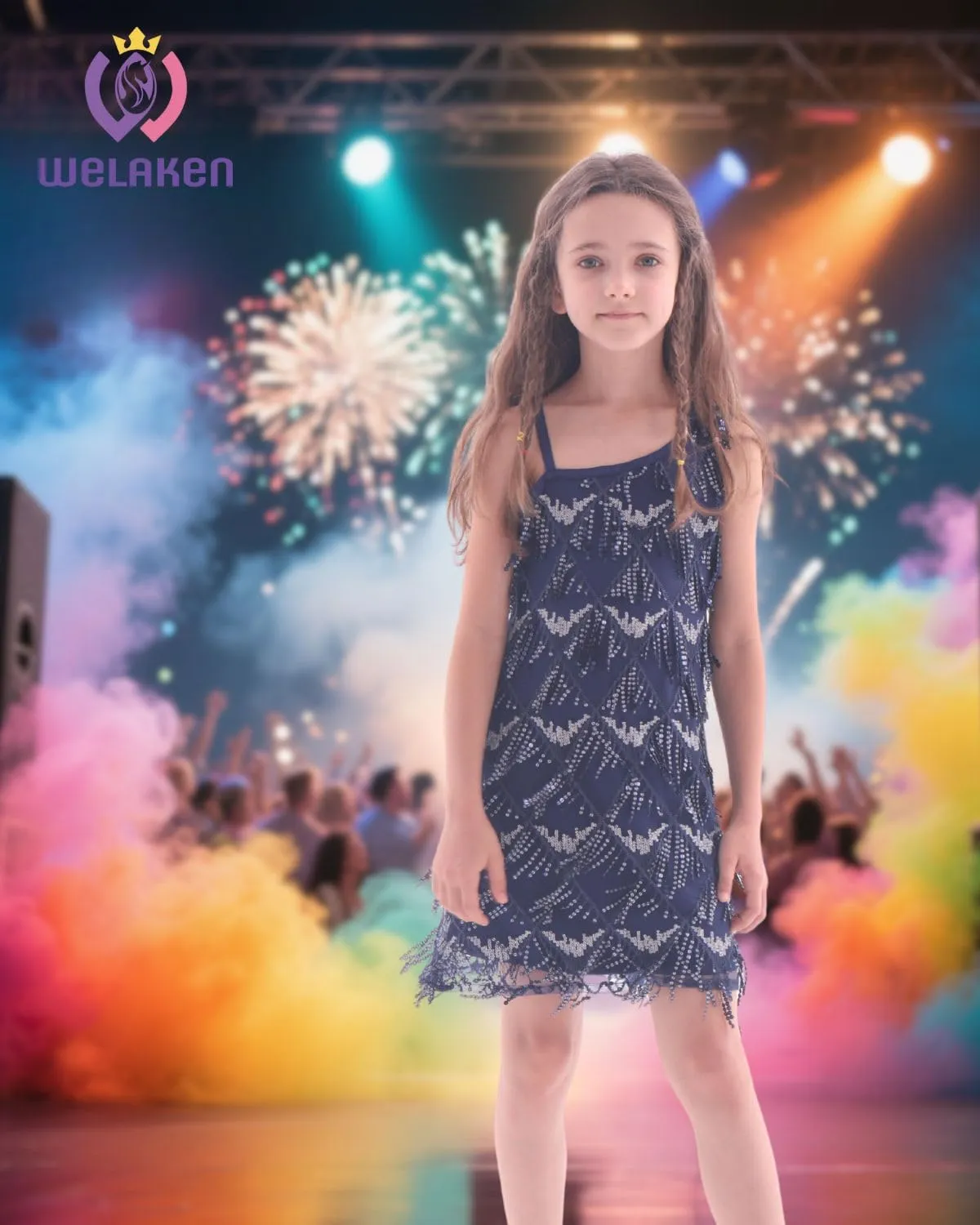 WELAKEN Girls Sleeveless Sequin Fringe Dress with Side Zipper  Sparkly Party Dancewear for Kids