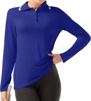 Women's Golf Polo Shirts Long Sleeve Workout Tops UPF 50  Sun Protection Quick Dry Lightweight Active Tennis Shirts