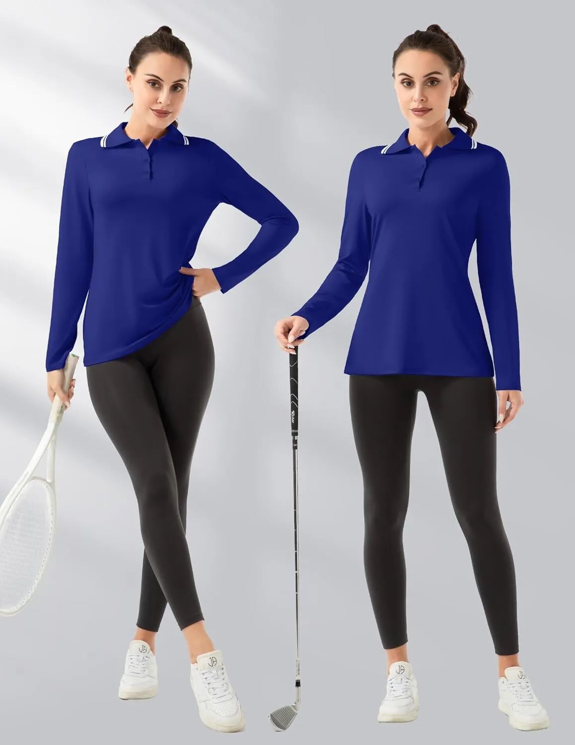 Women's Golf Polo Shirts Long Sleeve Workout Tops UPF 50  Sun Protection Quick Dry Lightweight Active Tennis Shirts