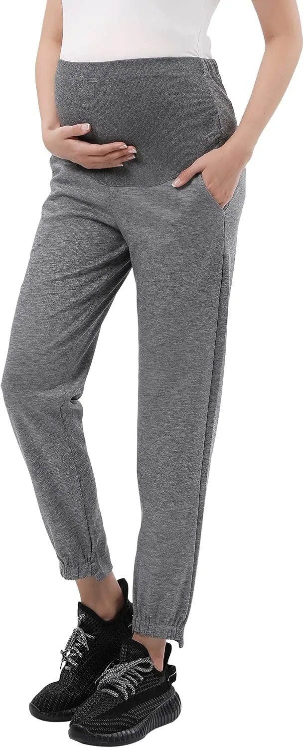 Women's Maternity Joggers Pregnant Sweatpants Pants Casual Lounge Over Belly Gym