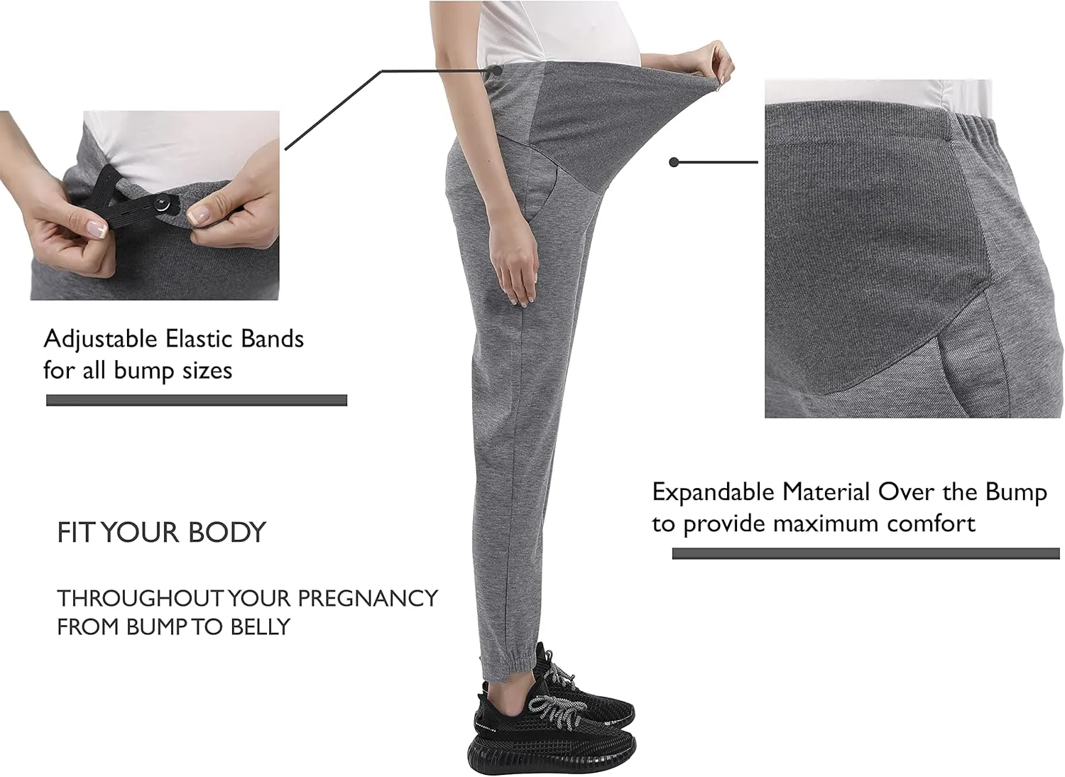 Women's Maternity Joggers Pregnant Sweatpants Pants Casual Lounge Over Belly Gym