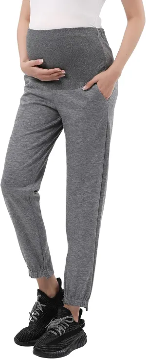 Women's Maternity Joggers Pregnant Sweatpants Pants Casual Lounge Over Belly Gym